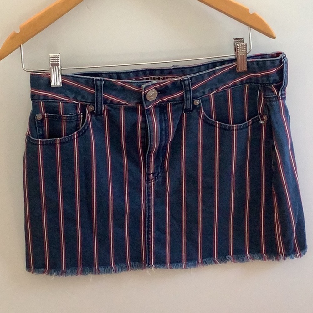 American Eagle Striped Denim Mini Skirt